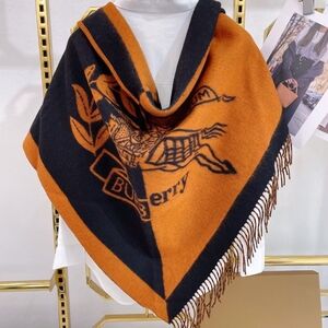 Burberry Orange and Black Wool Scarf